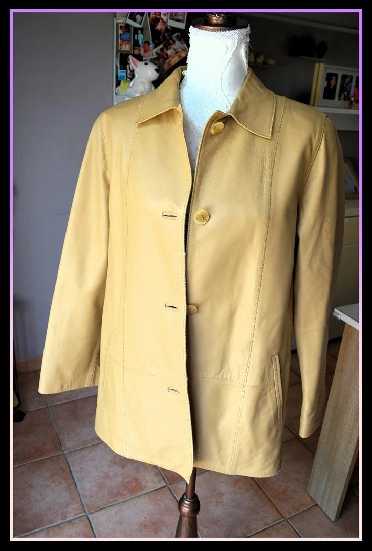 Veste Eb Vic – 42 – Jaune – cuir souple élégant